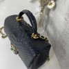 Chanel handle mini flap bag black snakeskin 20cm