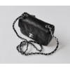 CHANEL 1112 Black Caviar Leather Flap Bag With Silver Hardware