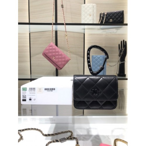 Chanel Lambskin Card Holder All Black AP2397