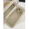 Chanel vanity white leather handle bag