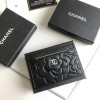 Chanel black rose silver card holder