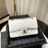 CHANEL 1112 White Medium Size 2.55 Lambskin Leather Flap Bag With Gold/Silver