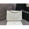 CHANEL 1112 White 2.55 Lampskin Flap 25cm Bag