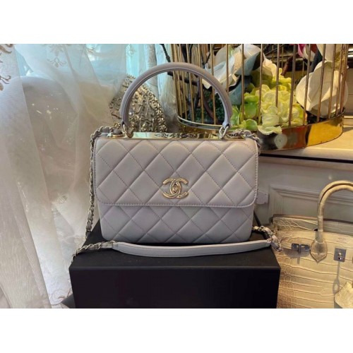 Chanel Trendy Gray CC Flap Top Handle Bag