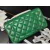 Chanel classic flap caviar leather bag gold hardware green 25cm