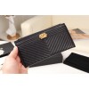 Chanel black quilted zipper wallet