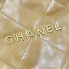 Chanel beige leather tote shopping medium bag