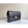 Chanel CF flapbag black lambskin 24k gold hardware large bag