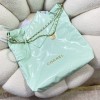 Chanel mint leather tote shopping large bag