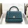Chanel coco handle large blue caviar leather bag