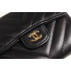 Chanel black chevron lambskin gold wallet