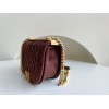 Chanel 22A Small Boy Messenger Red Velvet Bag