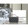 Chanel Lambskin Quilted Mini Top Handle Rectangular Flap Bag
