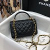 Chanel grained calfskin top handle flap bag black 20cm