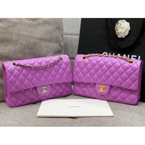 CHANEL 1112 Purple 2.55 Lampskin Flap 25cm Bag