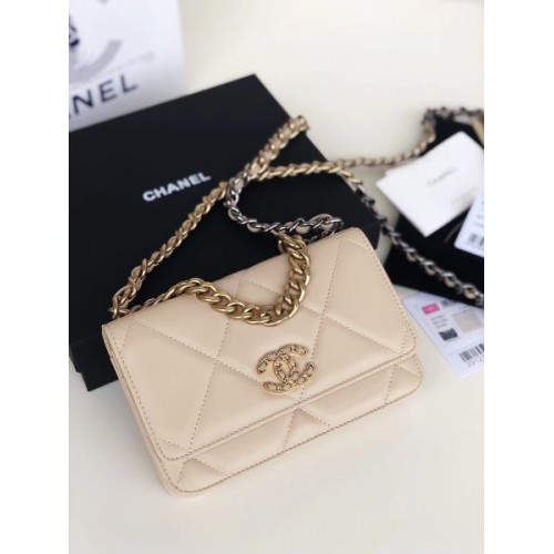 Chanel Quilted 19 Wallet on Chain WOC Beige 2019