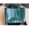 Chanel Deauville Blue Leather Tote Shopping Bag