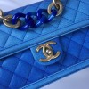 Chanel Flap Grained Calfskin Bag Blue AS0062