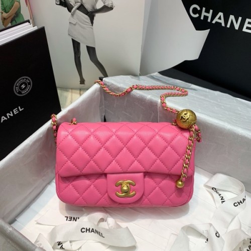 Chanel Lambskin & Gold-Tone Small Metal Flap Bag Pink 20cm