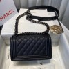 Chanel boy caviar leather all black small 20cm