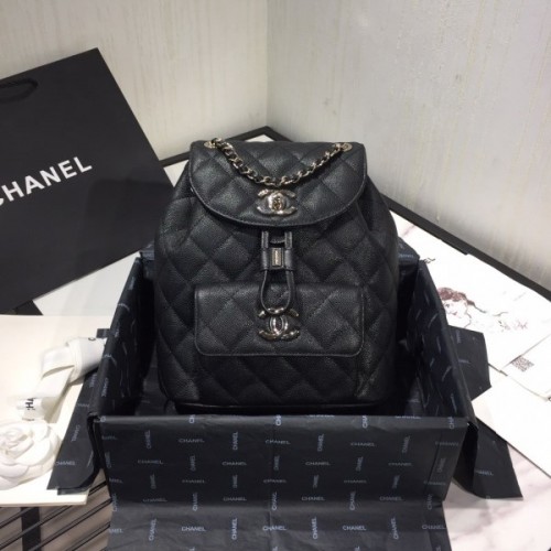 Chanel Grained Calfskin Black Backpack AS1371