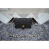 CHANEL 1112 Black Size 20cm Caviar Leather Flap Bag With Gold / Silver Hardware