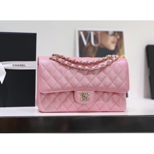 Chanel iridescent pink flap bag 25cm