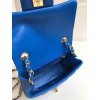 Chanel 17cm Classic Flap Bag Blue Lampskin Leather (gold/ silver)
