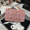 Chanel 25cm Tweed & Gold-Tone Metal Pink Double Flap Bag