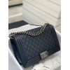 Chanel Le Boy Black Caviar Silver Hardware 28cm Bag