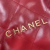 Chanel red leather tote shopping large bag