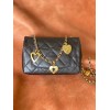 Chanel heart chain black lambskin bag