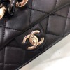 Chanel black big chain flap bag in black lampskin