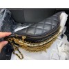 Chanel 2019 black leather chain waist bag