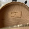 Chanel 22S Quilted Caviar Beige Mini Round Clutch
