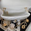 Chanel heart chain white lambskin bag