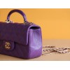 Chanel Top Handle gold hardware purple lambskin mini bag