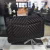 Chanel Lambskin Chevron Quilted 30cm Flap Black Bag