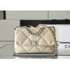 Chanel silver flap cream bag 19 large size