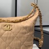 Chanel Crumpled Lambskin Mini Hobo Bag Beige