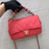 Chanel black big chain flap bag in red lampskin