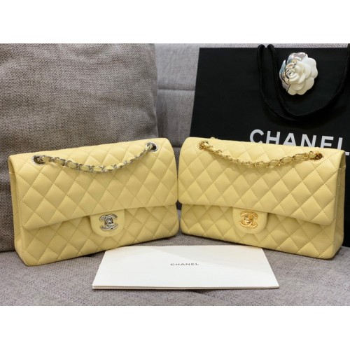 CHANEL 1112 Yellow 2.55 Lampskin Flap 25cm Bag