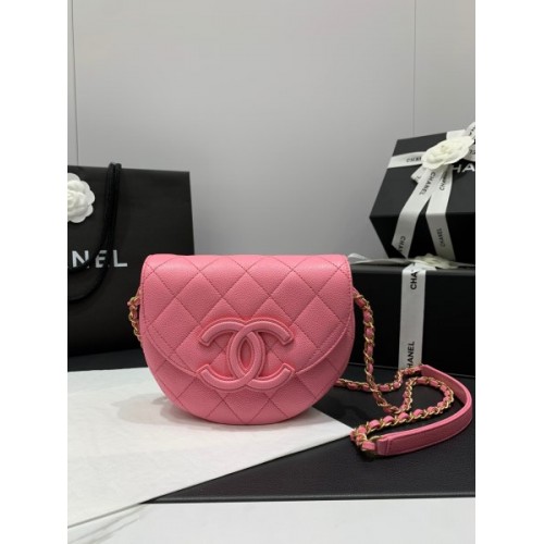 Chanel mini messenger 2023 pink CC caviar leather bag