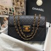 Chanel flap bag caviar gold hardware black leather