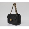 CHANEL 1112 Black Caviar Leather Flap Bag With Gold Hardware