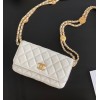 Chanel Woc double chain white leather bag