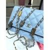 Chanel Grained Calfskin Wallet Charm WOC Blue