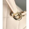 Chanel Beige Lambskin Quilted Mini Top Handle Rectangular Flap Bag