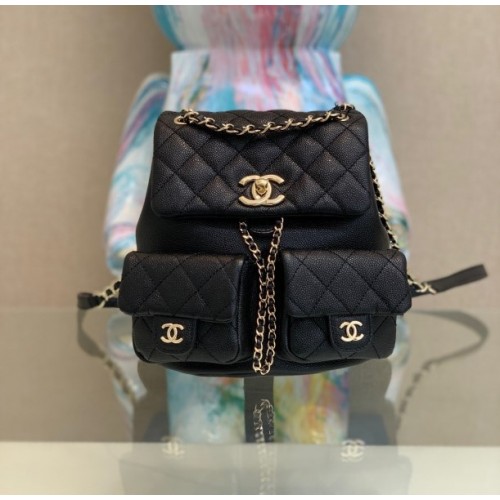 Chanel 23P caviar leather 2 pockets backpack