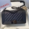 Chanel boy caviar leather all black 25cm
